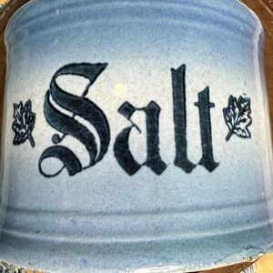 Antique Primitive Blue and Gray Salt Box / Crock